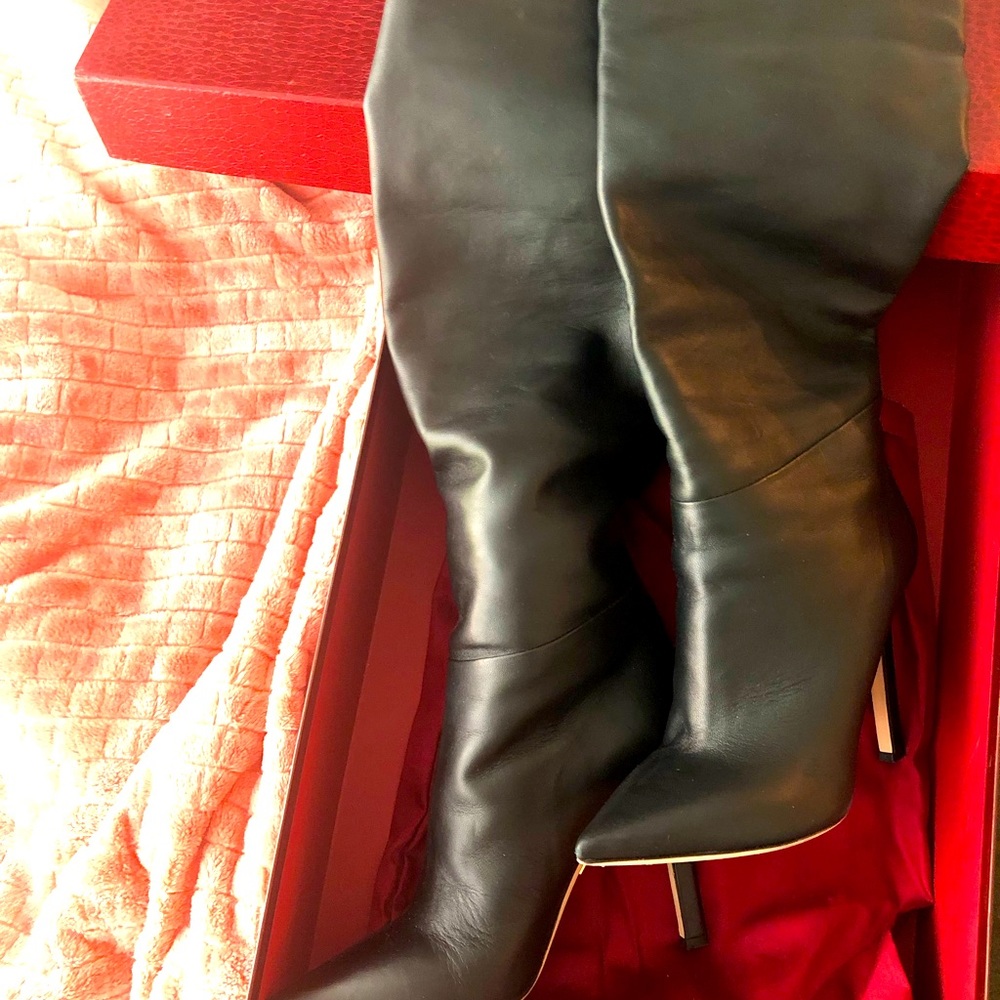 Italian Leather Scrunch 4 inch heel Boots.